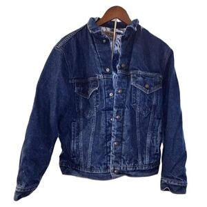 Gap‎ Mens Blue Vintage Denim Jacket Quilted Zebra Print Trucker 80's Sz Med